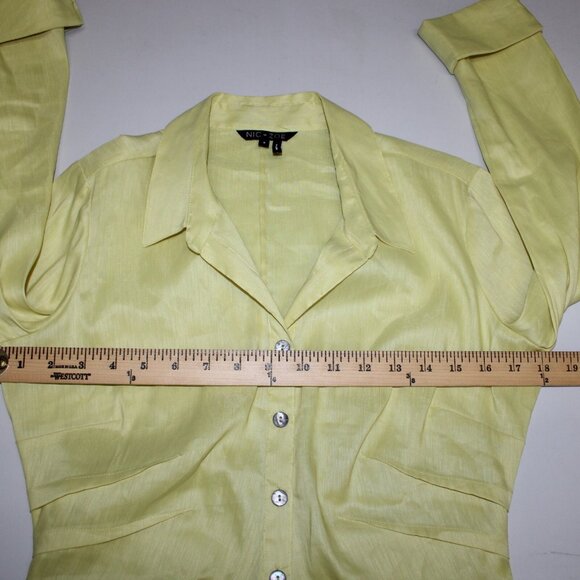 Nic + Zoe Sz S Yellow Collar Button 3/4 Sleeve Linen Polyester Blend Classic Top - Picture 11 of 13